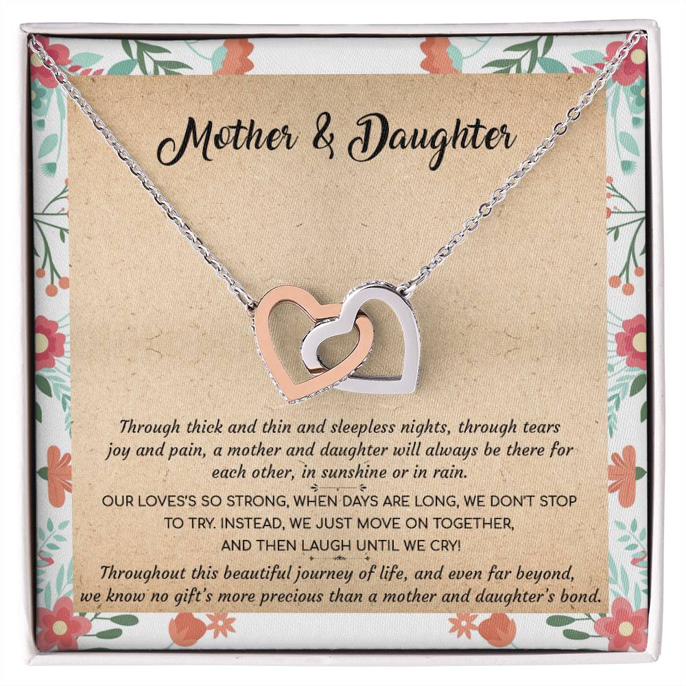 Gift For Mom - Mother & Daughter - Interlocking Interlocking Hearts Necklace