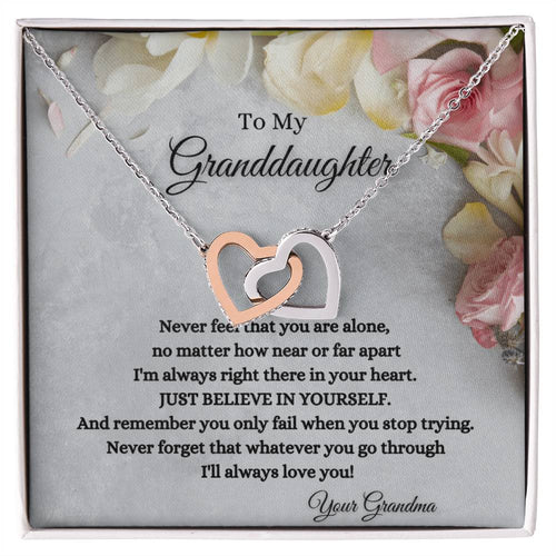 To My Granddaughter Interlocking Hearts Necklace