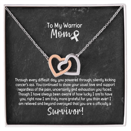 Warrior Mom Survivor Necklace Interlocking Hearts Necklace