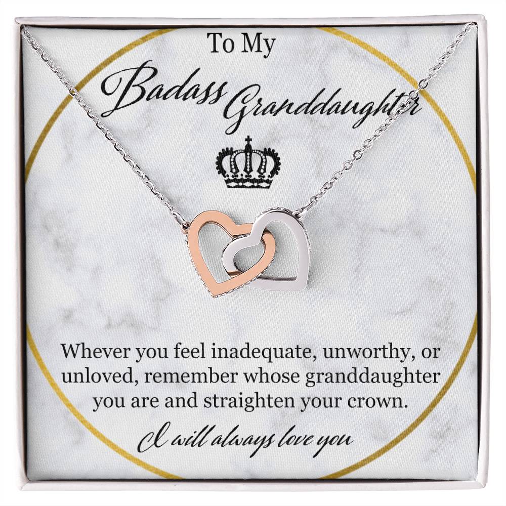 To My Badass Granddaughter Interlocking Hearts Necklace