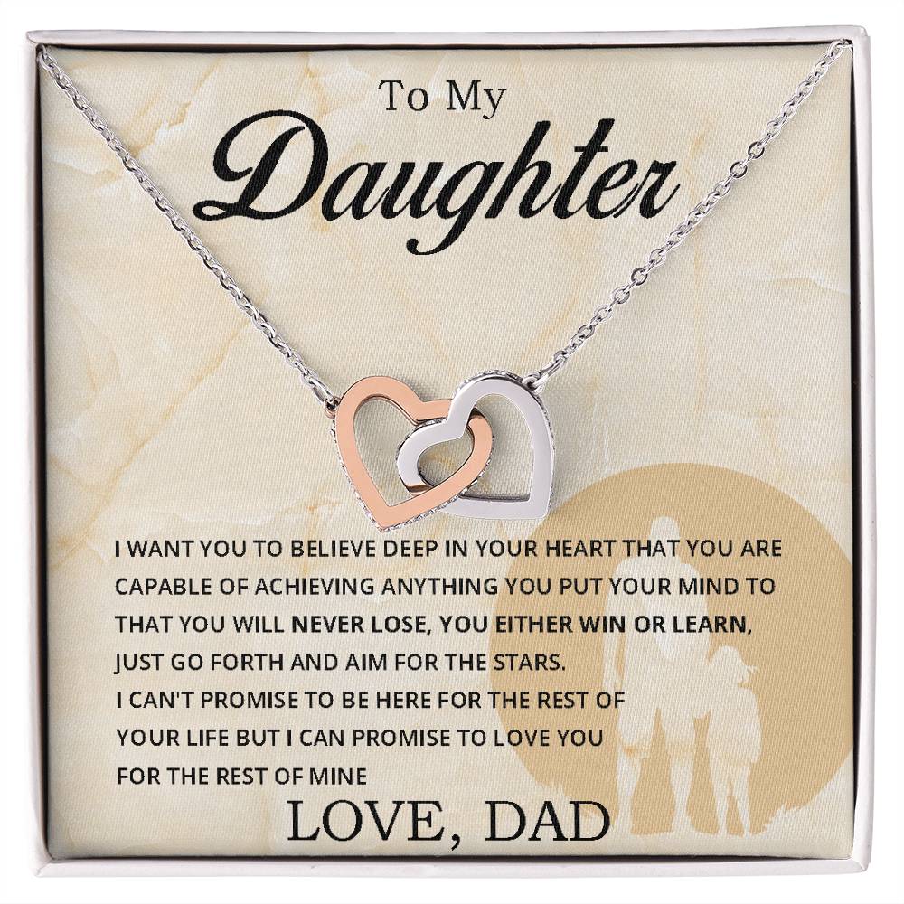 To My Daughter - You Can Never Lose - Necklace Interlocking Hearts Necklace