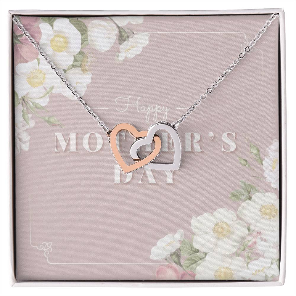 Mother Necklace Gift For Mom 14K White Gold Finish Pendant Mother'S Day Gift Interlocking Hearts Necklace