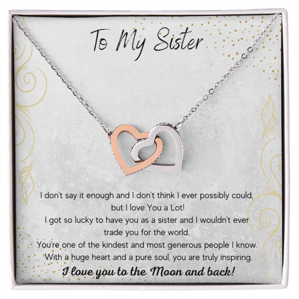To My Sister Interlocking Hearts Necklace