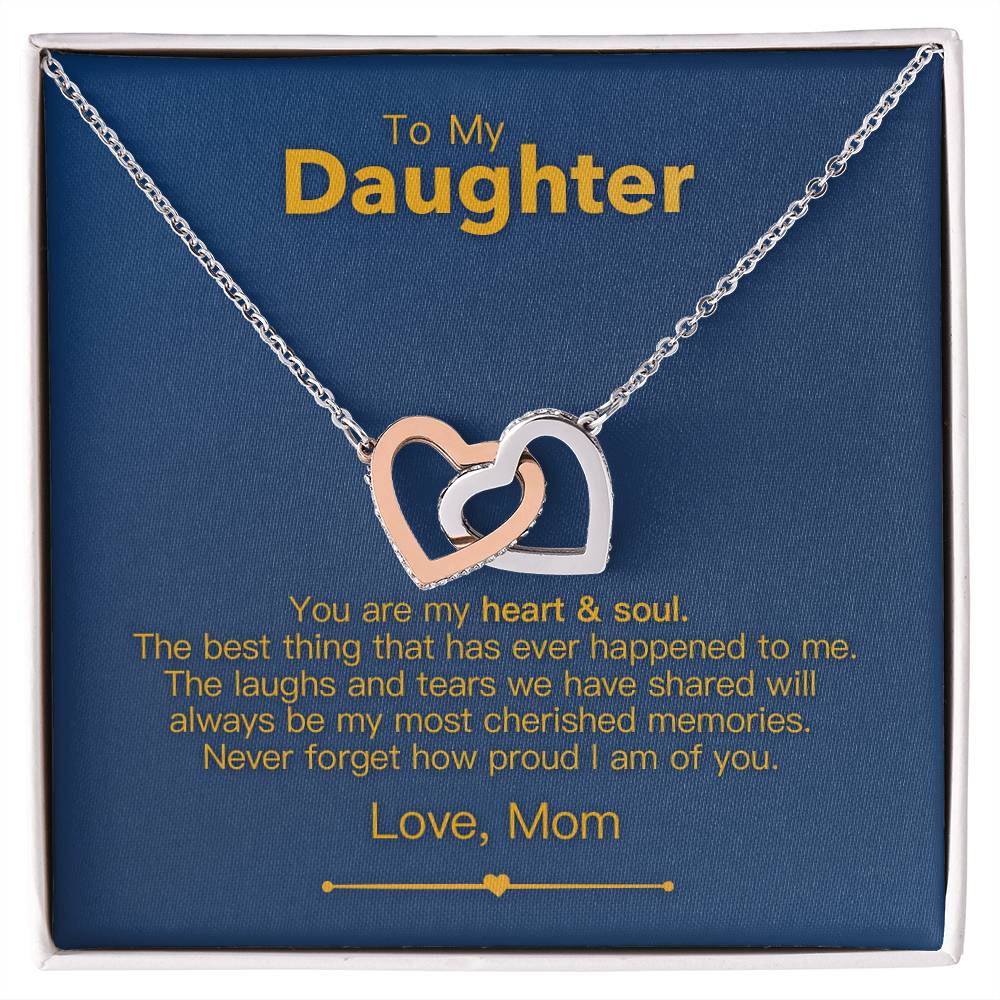 To My Daughter - Heart & Soul - Necklace Interlocking Hearts Necklace