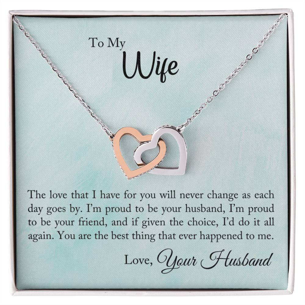 Gift For Wife - Interlocking Hearts Necklace Symbol Of Never-Ending Love