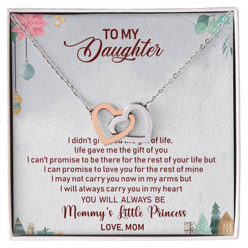 To My Daughter Interlocking Hearts Necklace Message Card