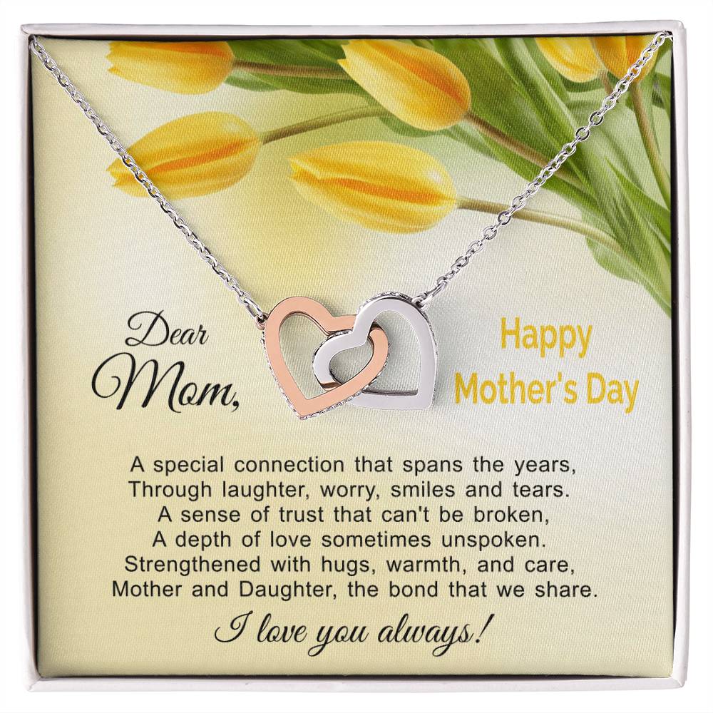 The Bond That We Share - Mother And Daughter Linked Hearts Necklace Interlocking Hearts Necklace