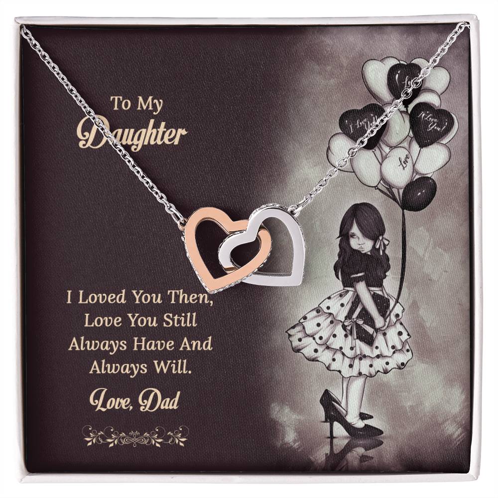 To My Daughter From Dad Interlocking Hearts Necklace