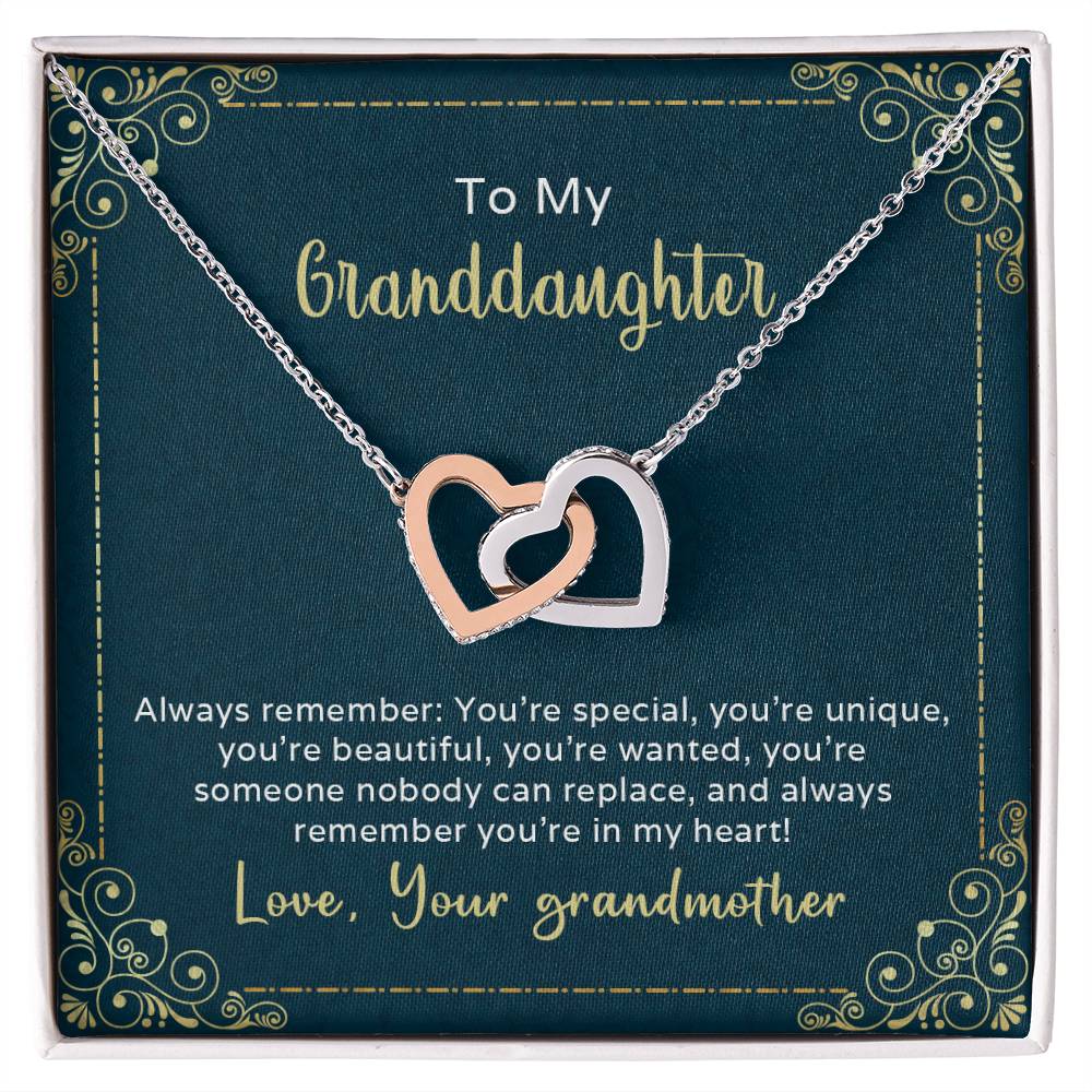 Nobody Can Replace My Granddaughter Heart Necklace Interlocking Hearts Necklace