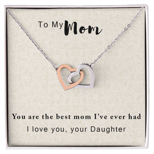 To My Mother - The Best One I'Ve Ever Had - Necklace With Message Card Interlocking Hearts Necklace