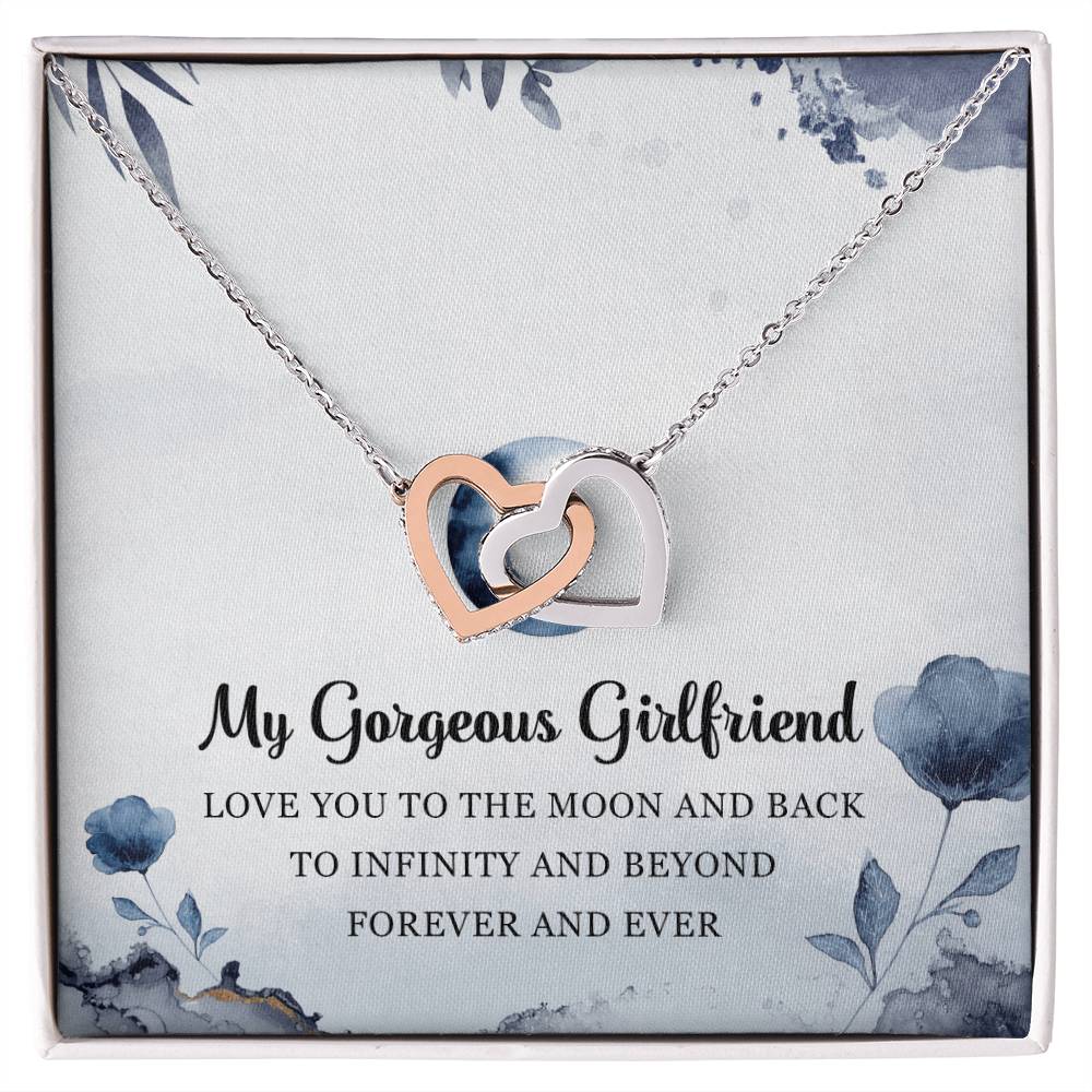 My Gorgeous Girlfriend Interlocking Hearts Necklace Message Card