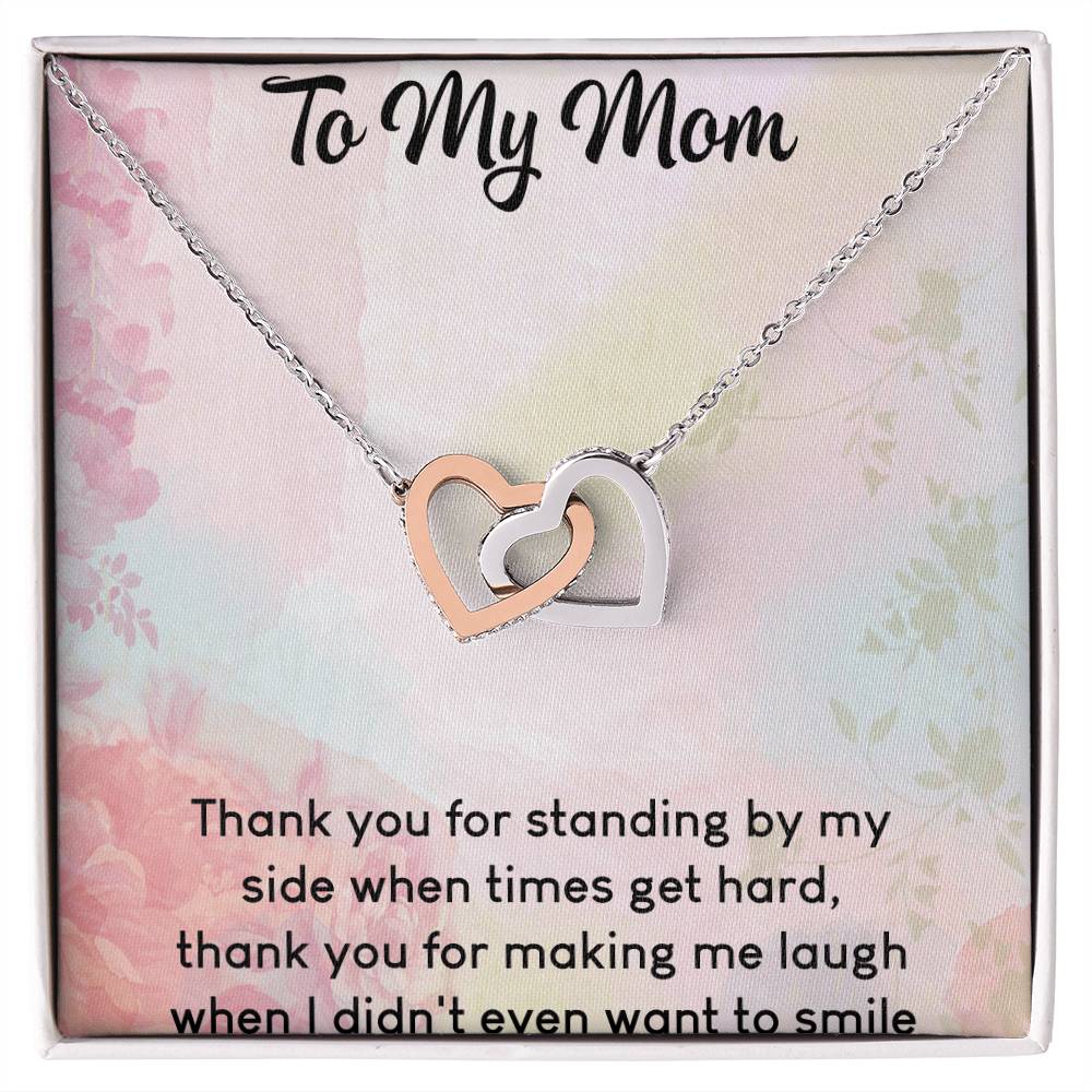 To My Mom Interlocking Hearts Necklace Message Card