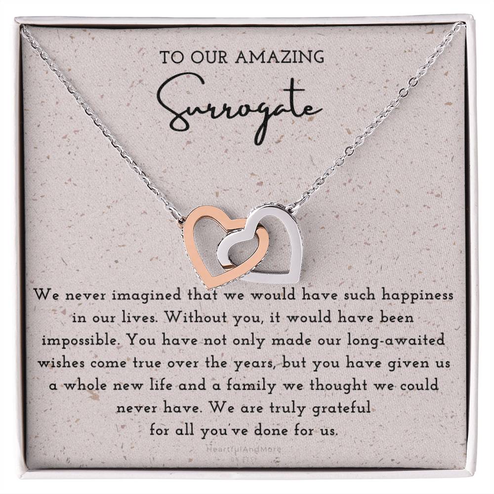 Surrogate Appreciation Gift Surrogate Gift Surrogate Gift With Message Card Surrogate Transfer Day Thank You Gift Interlocking Hearts Necklace