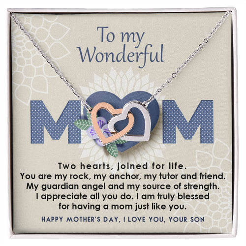 Mother And Son Interlocking Hearts Necklace - Joined For Life