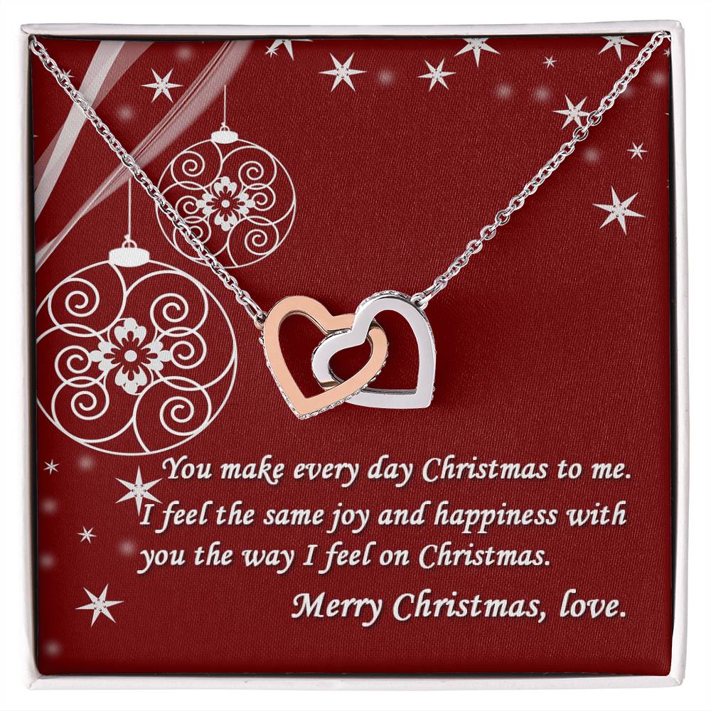 Merry Christmas Gift Interlocked Cubic Zirconia Stones Pendant For Love Interlocking Hearts Necklace