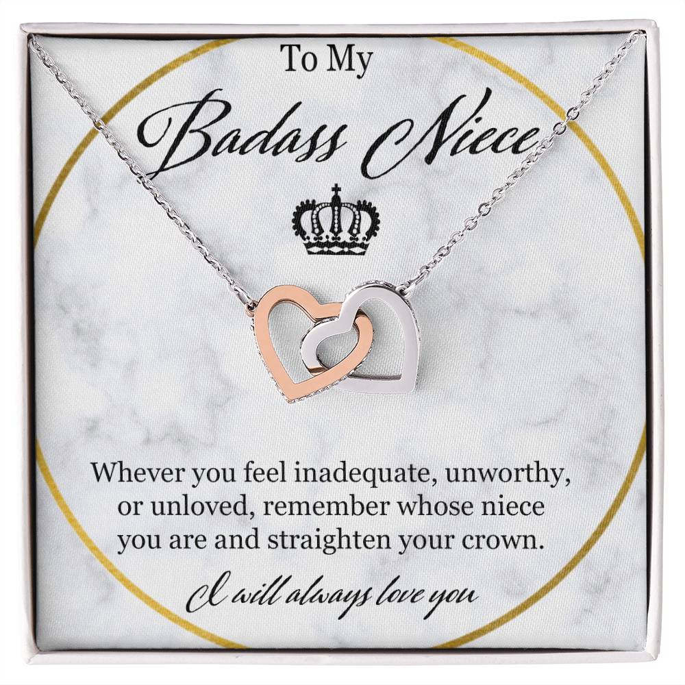 To My Badass Niece Interlocking Hearts Necklace