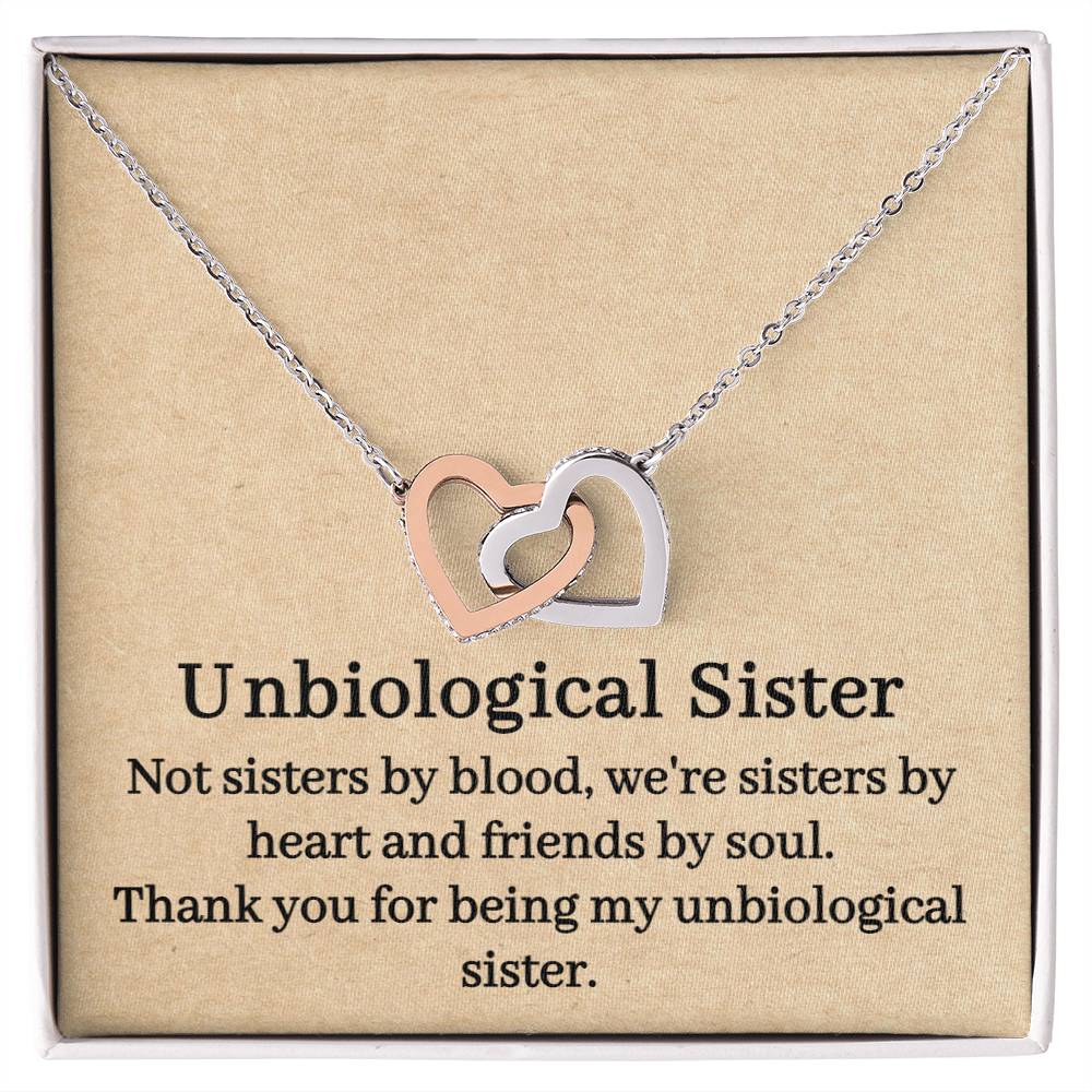Unbiological Sister Interlocking Hearts Necklace