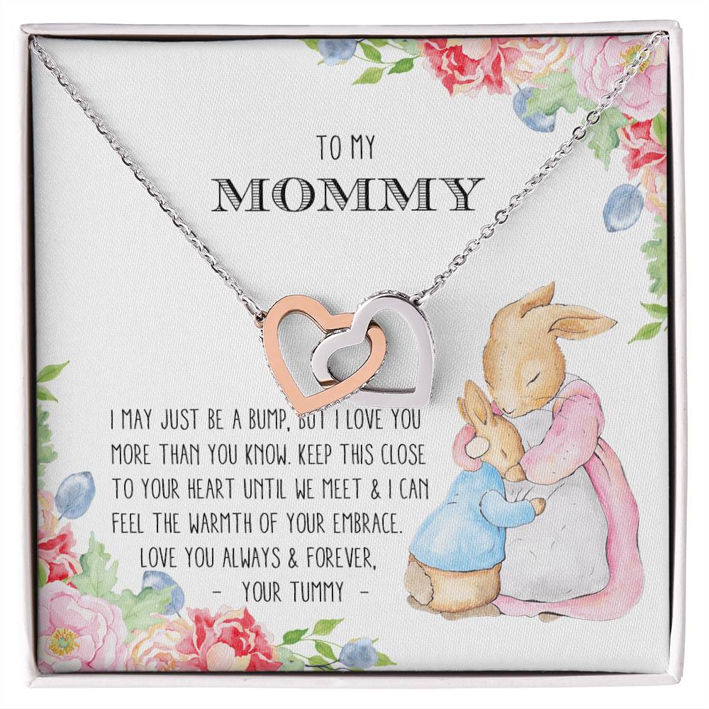 To My Mommy - Expecting Mom Heart Necklace Interlocking Hearts Necklace