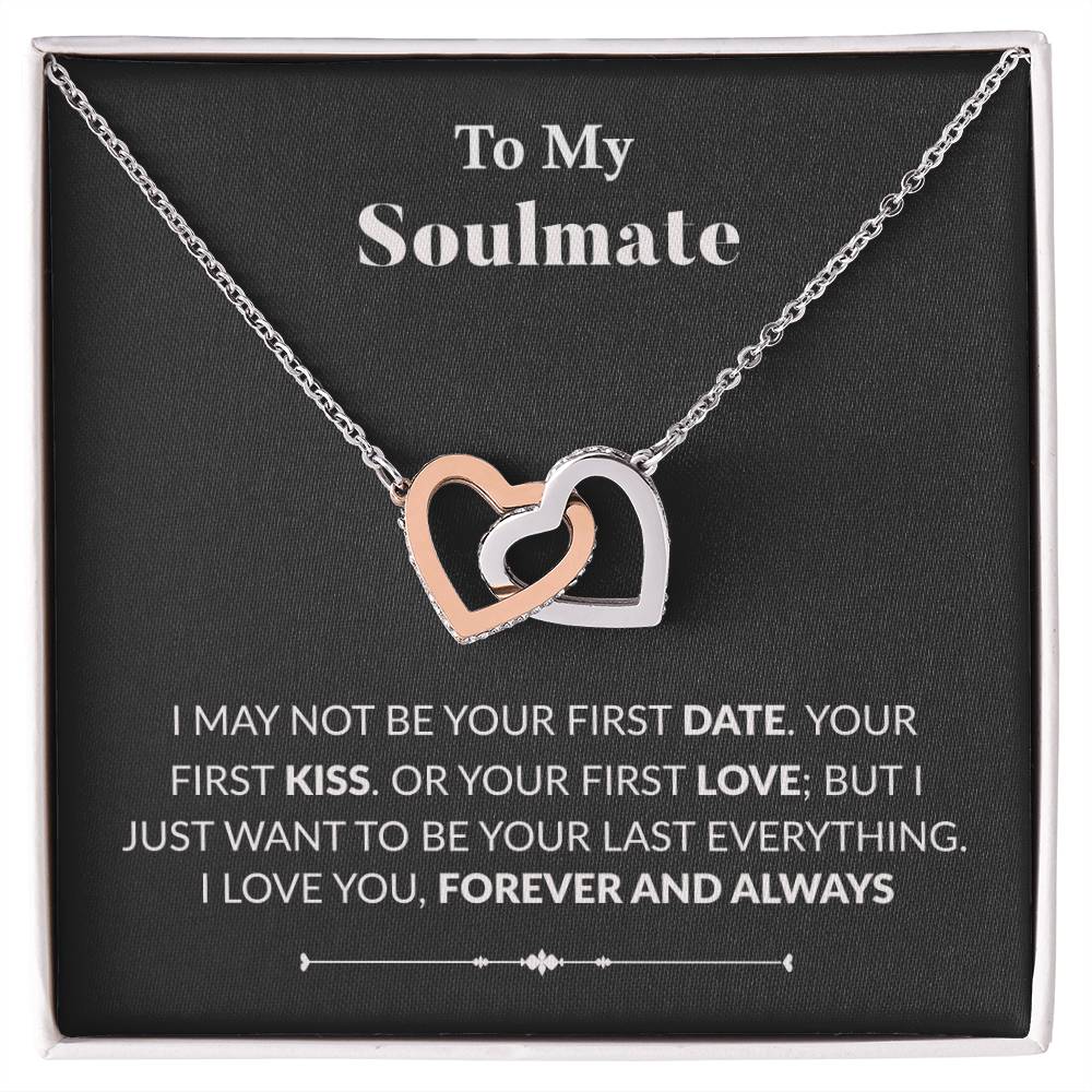To My Soulmate Interlocking Heart Necklace Wife Necklace Fiancé Neclace Interlocking Hearts Necklace