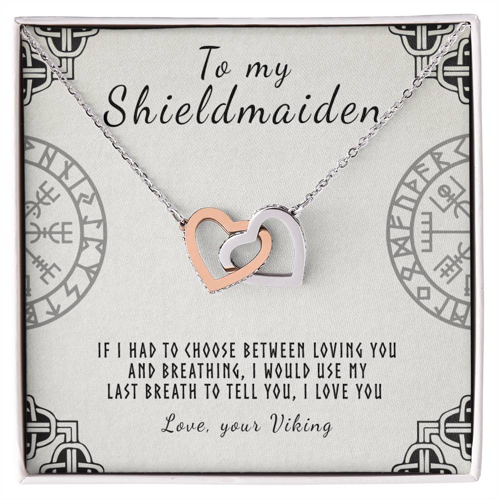 To My Shieldmaiden - I Love You Interlocking Hearts Necklace
