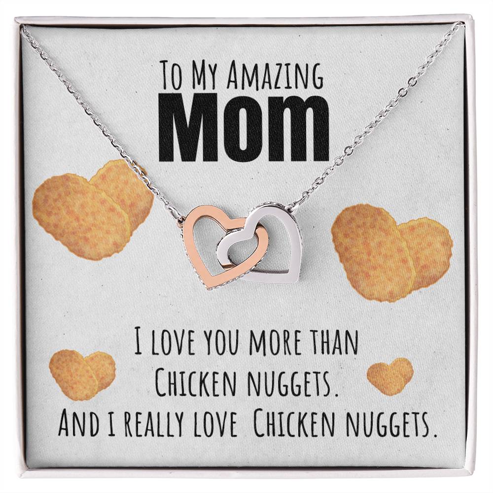 I Love You More Than Chicken Nuggets Interlocking Hearts Necklace