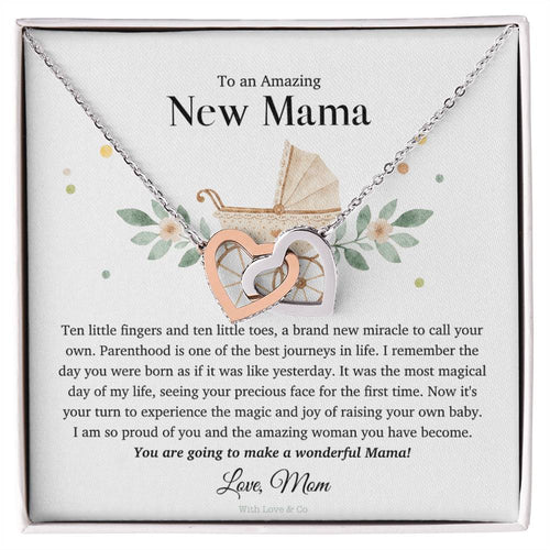 To An Amazing New Mama - Interlocking Heart Necklace Interlocking Hearts Necklace