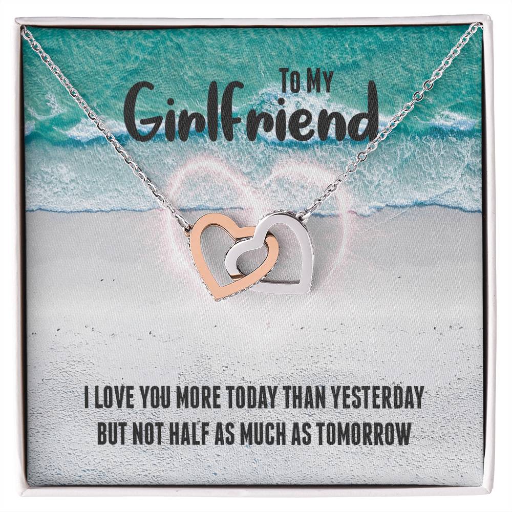 Interlocking Hearts Necklace For Girlfriend - I Love You