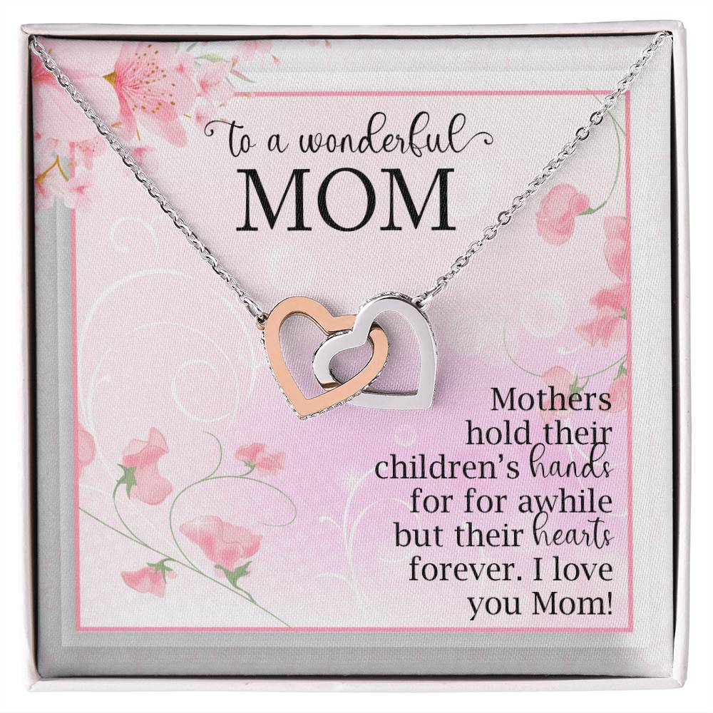 Interlocking Hearts Necklace For Mom Mothers Hold