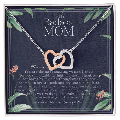 To My Badass Mom Necklace Mother’S Day Gift Daughter To Mom Gift Gift From Daughter To Mom On Wedding Day Mom Gift Birthday Gift Interlocking Hearts Necklace