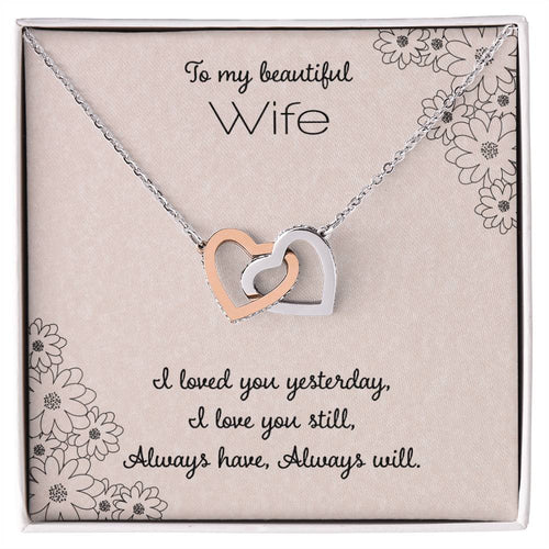 To My Beautiful Wife Interlocking Hearts Necklace