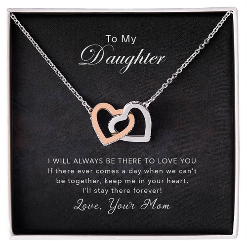To My Daughter - Keep Me In Your Heart - Necklace Interlocking Hearts Necklace