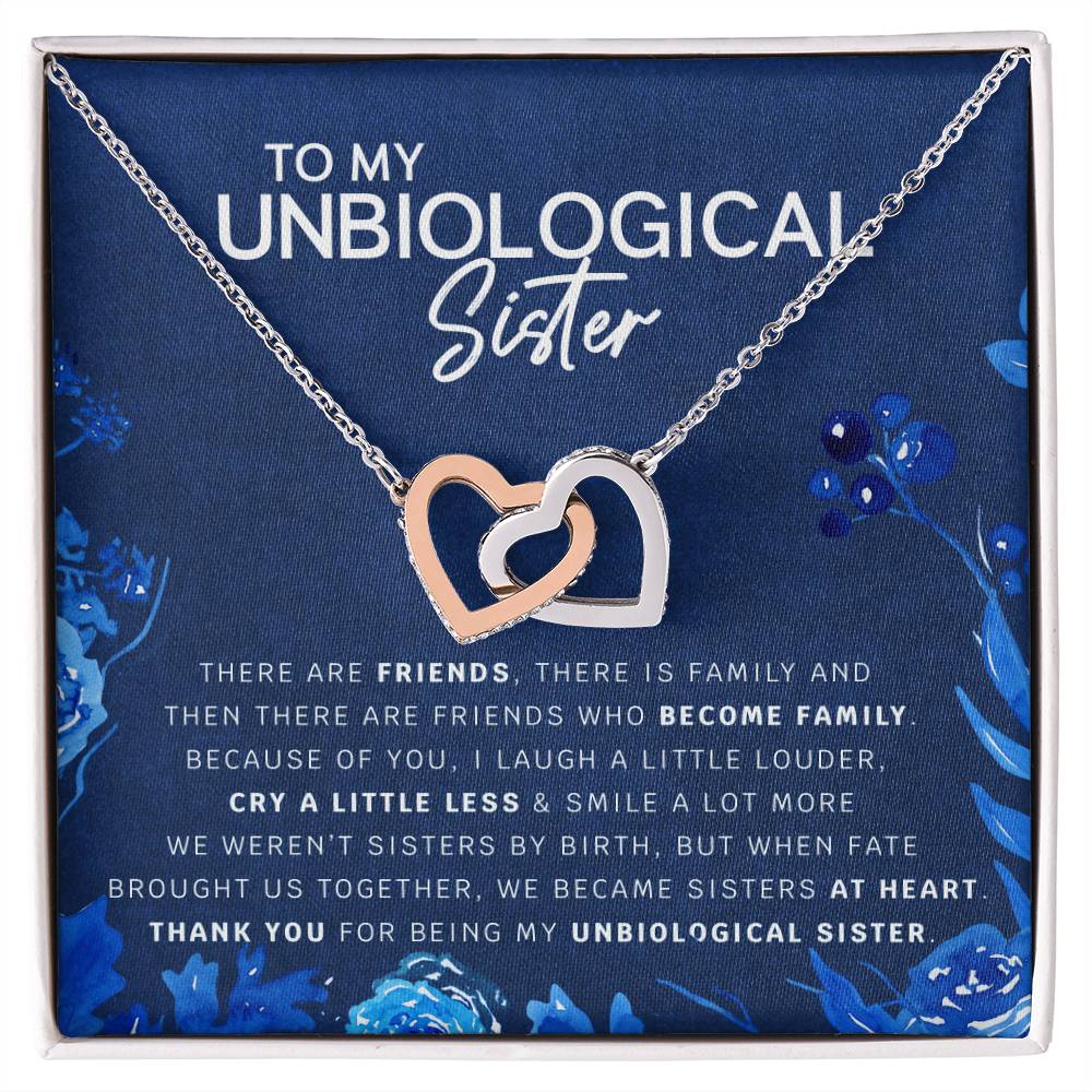 Unbiological Sister Heart Necklace Gift For Best Friend Thank You For Everything Interlocking Hearts Necklace