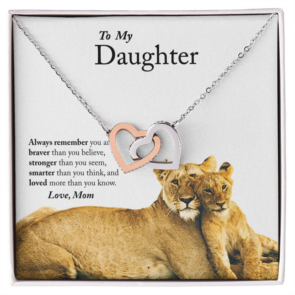 To My Daughter - Always Remember - Interlocking Hearts Necklace