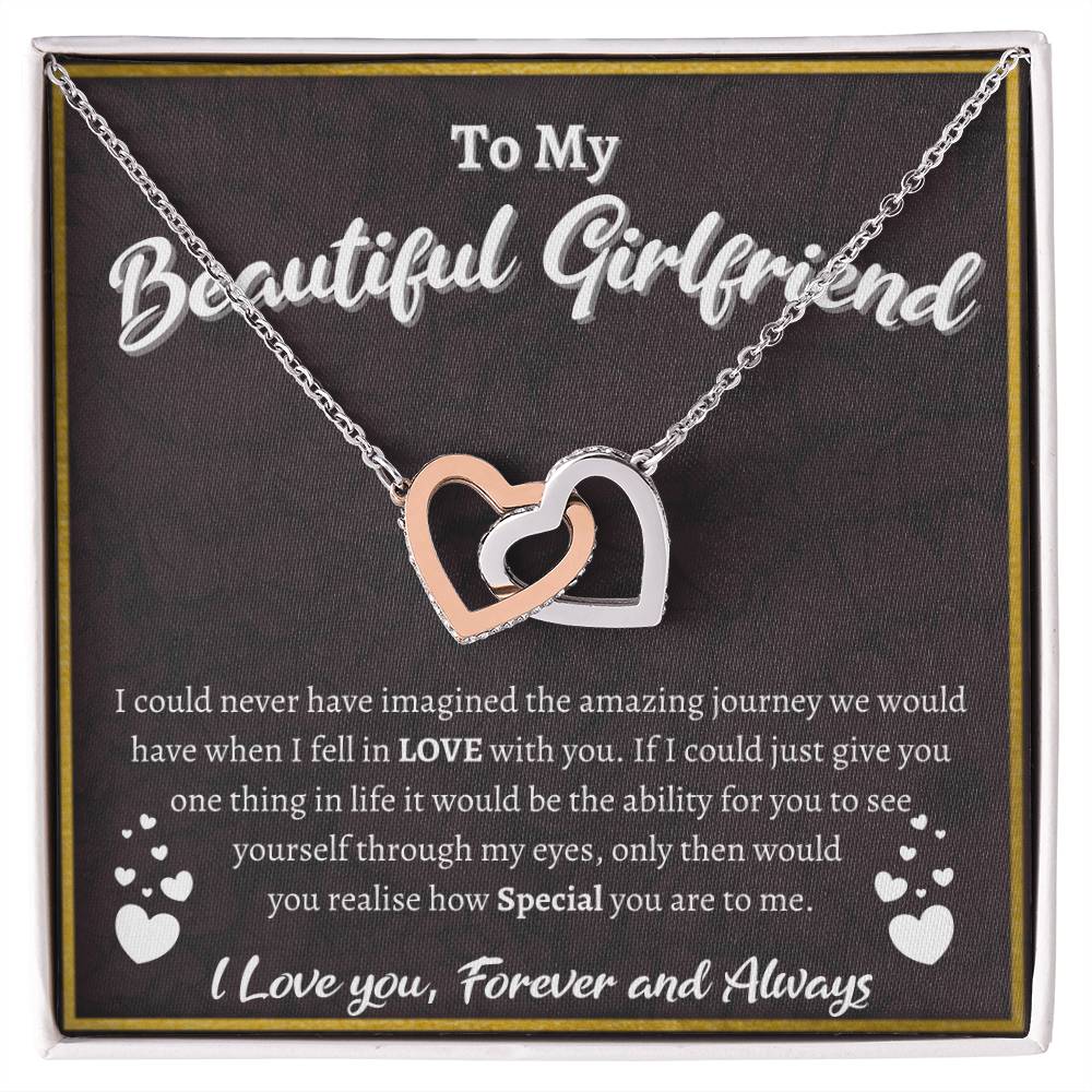 To My Beautiful Girlfriend Interlocked Love Necklace Interlocking Hearts Necklace