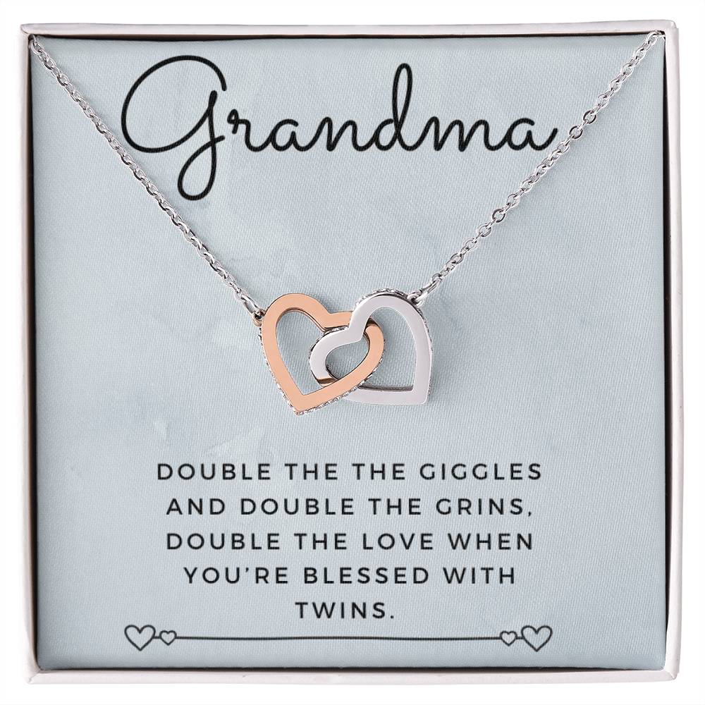 Twin Grandma Necklace Interlocking Hearts Necklace