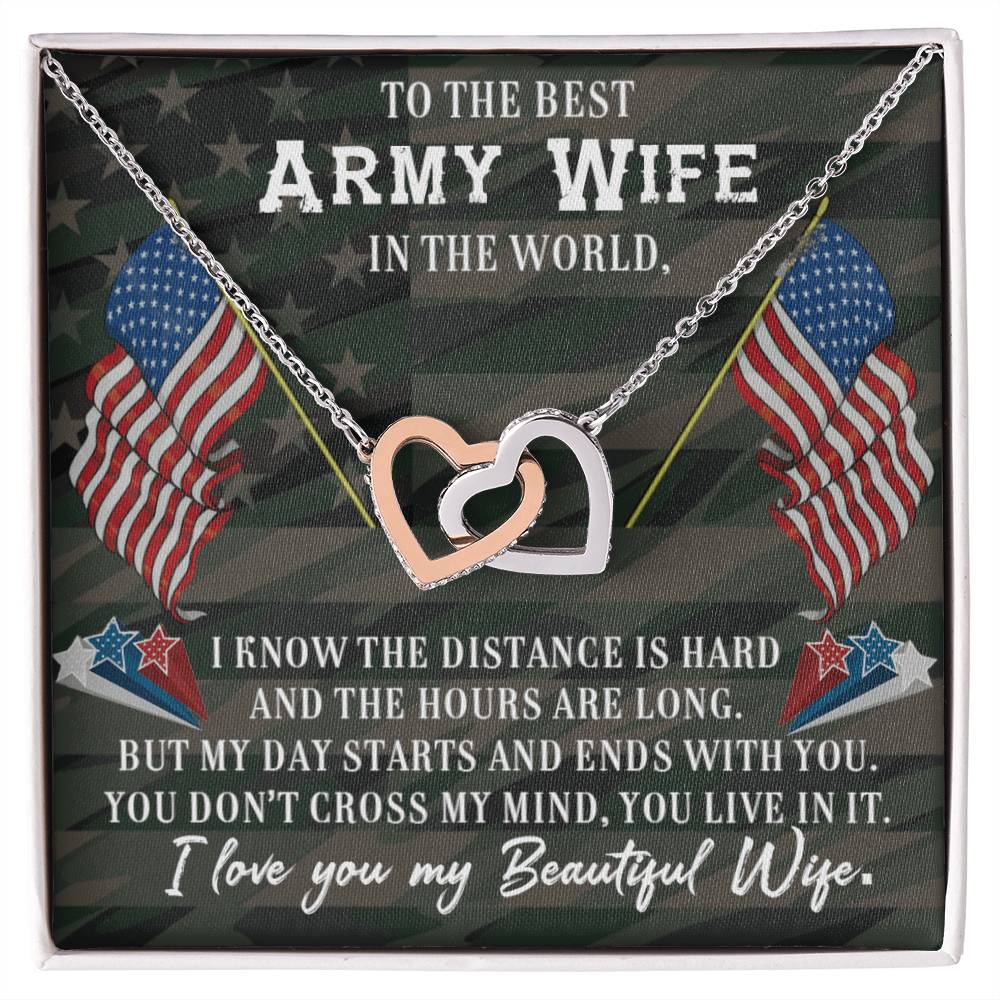 To My Army Wife I Know The Distance Is Hard Love You . Interlocking Hearts Necklace