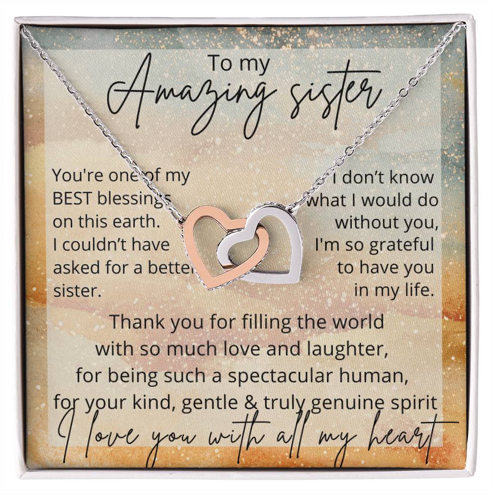 Sister Love Necklace Birthday Interlocking Hearts Necklace