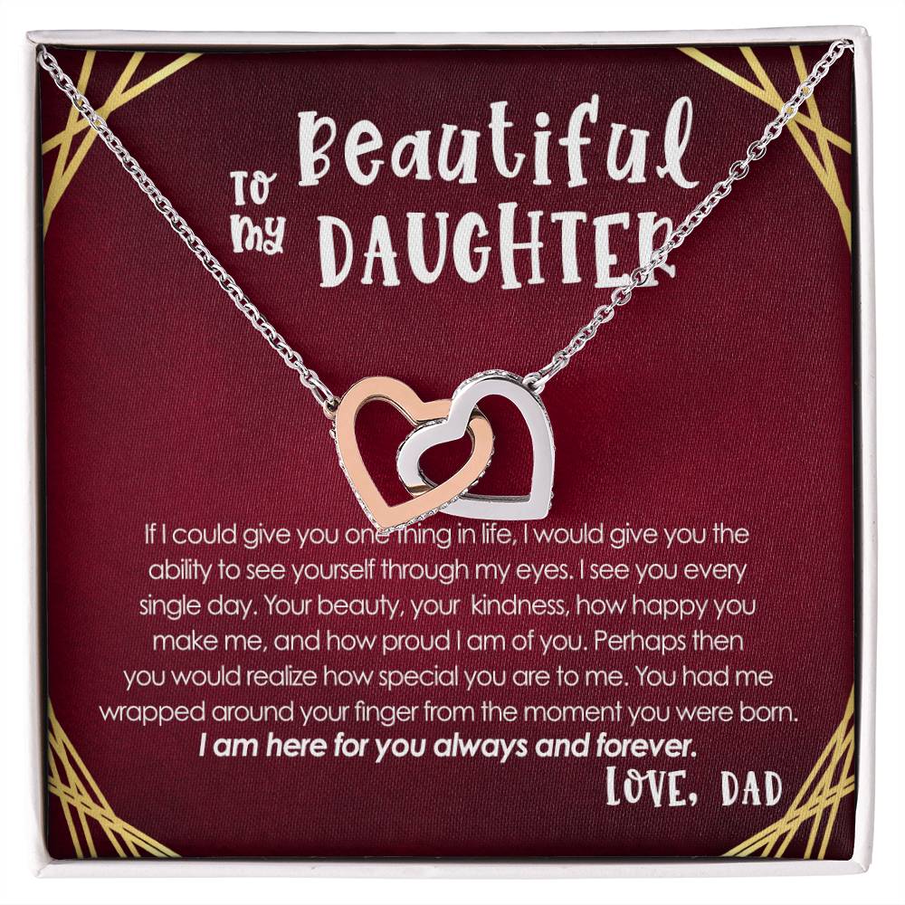 To My Beautiful Daughter Interlocking Hearts Necklace