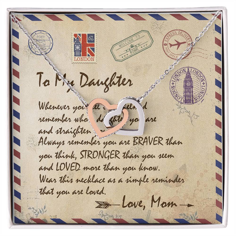 To My Daughter Email Letter Interlocking Heart Necklace Birthday Message Card Interlocking Hearts Necklace