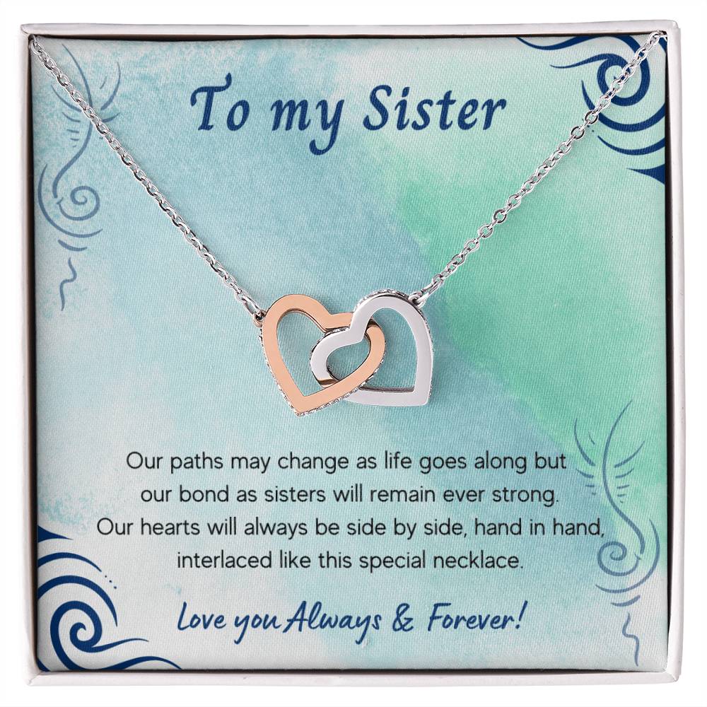 To My Sister Interlocking Hearts Necklace