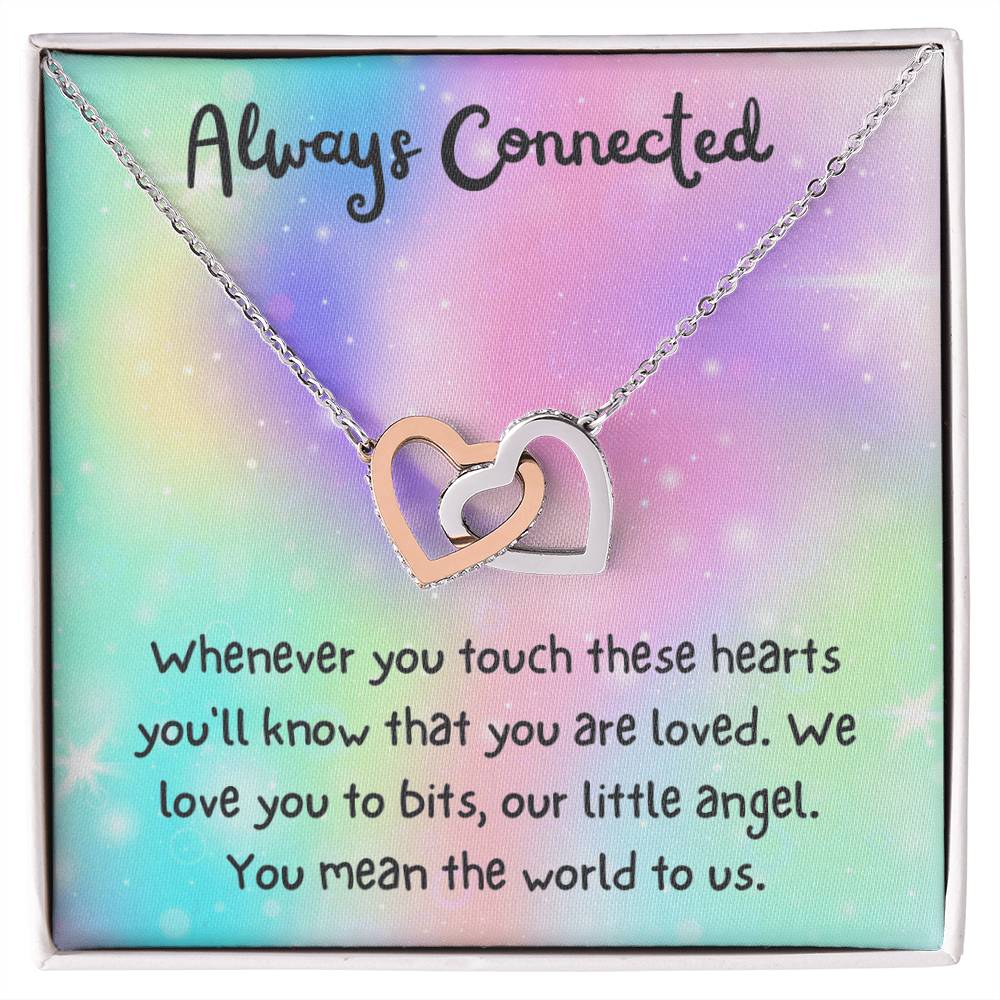 Always Connected - Daughtergranddaughter Connected Hearts Rose Gold Necklace Interlocking Hearts Necklace