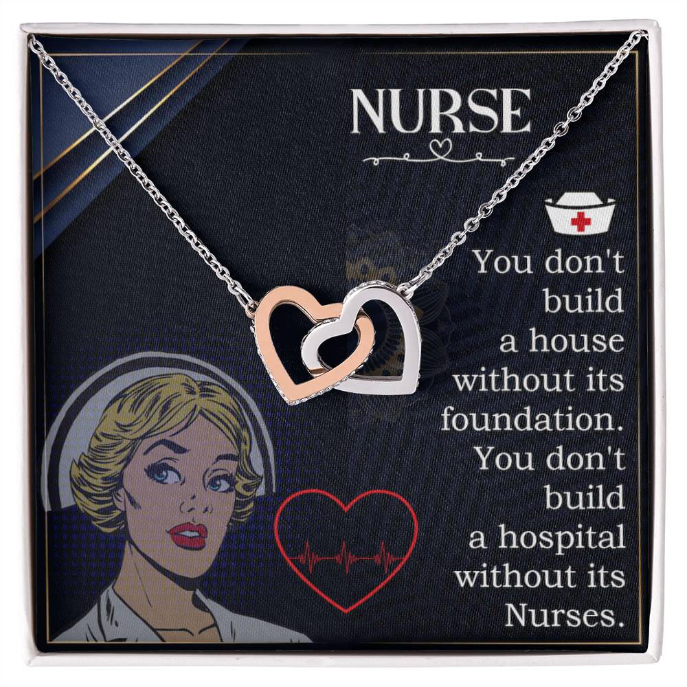 Never Ending Love For Nurse -Wife -Girlfriend Interlocking Hearts Necklace