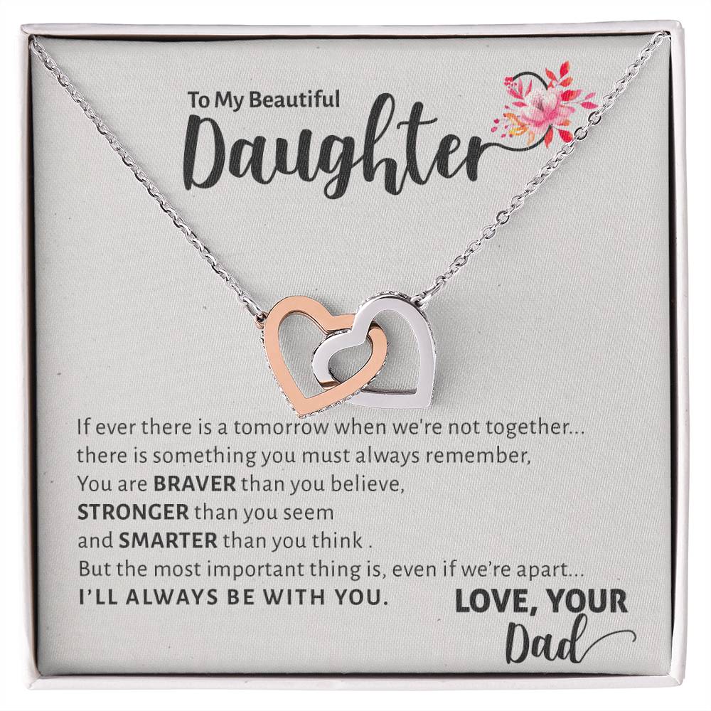 To My Beautiful Daughter - I'Ll Always Be With You Interlocking Hearts Necklace