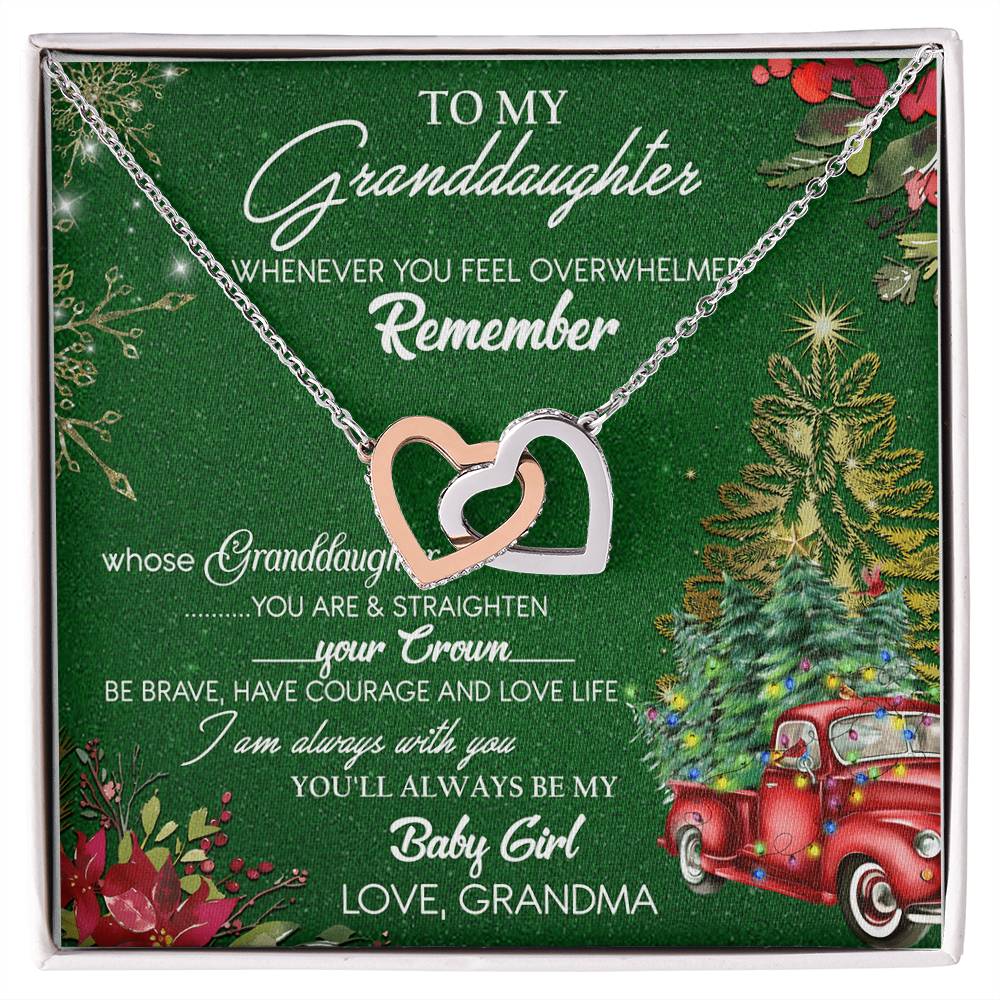 To My Granddaughter My Baby Girl Interlocking Hearts Necklace Christmas Message Card