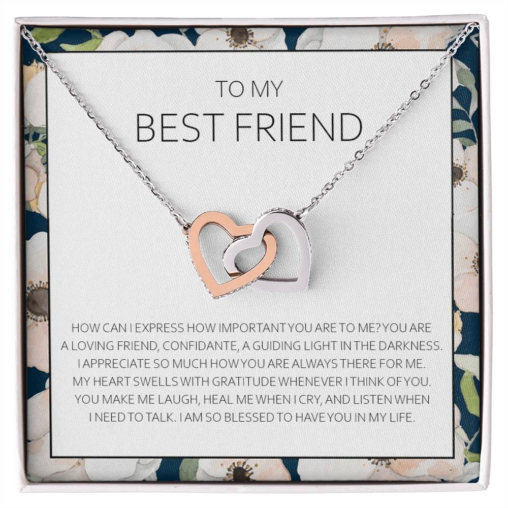 Best Friend Necklace - Bff Gift Jewelry Friends Forever Presents Heartfelt Card & Jewelry Gift For Birthday Holidays And More Interlocking Hearts Necklace