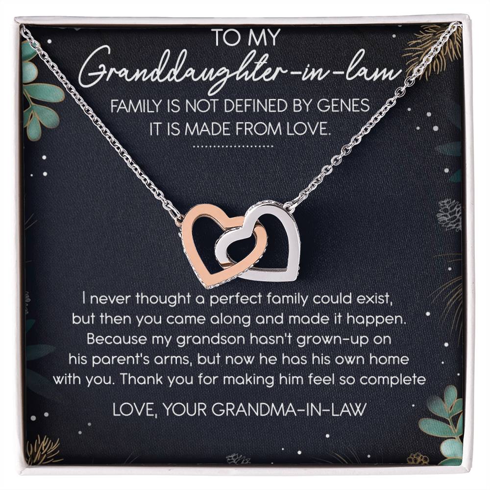 To My Granddaughter-In-Law Interlocking Hearts Necklace Message Card