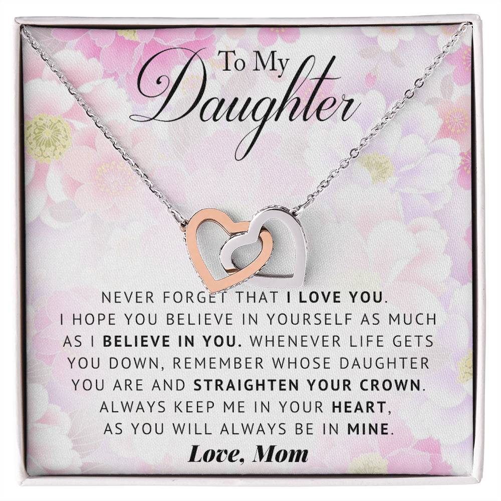 To My Daughter Interlocking Hearts Necklace