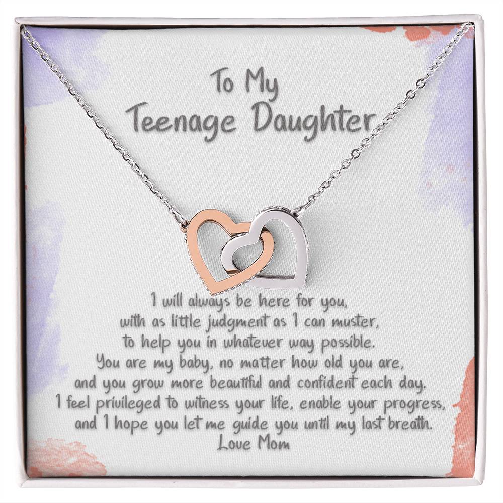 Teenage Daughter Let Me Guide You Hearts Locked Necklace Interlocking Hearts Necklace