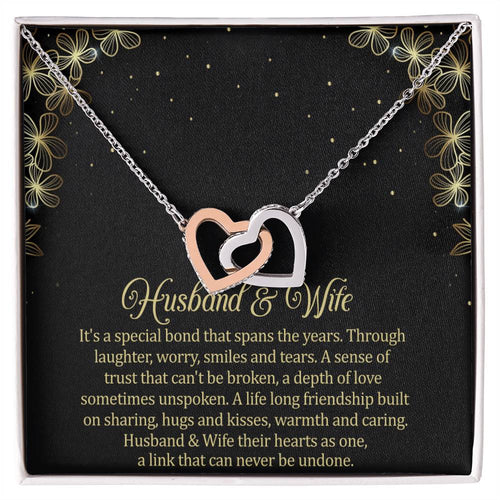 Husband & Wife Interlocking Hearts Necklace Message Card