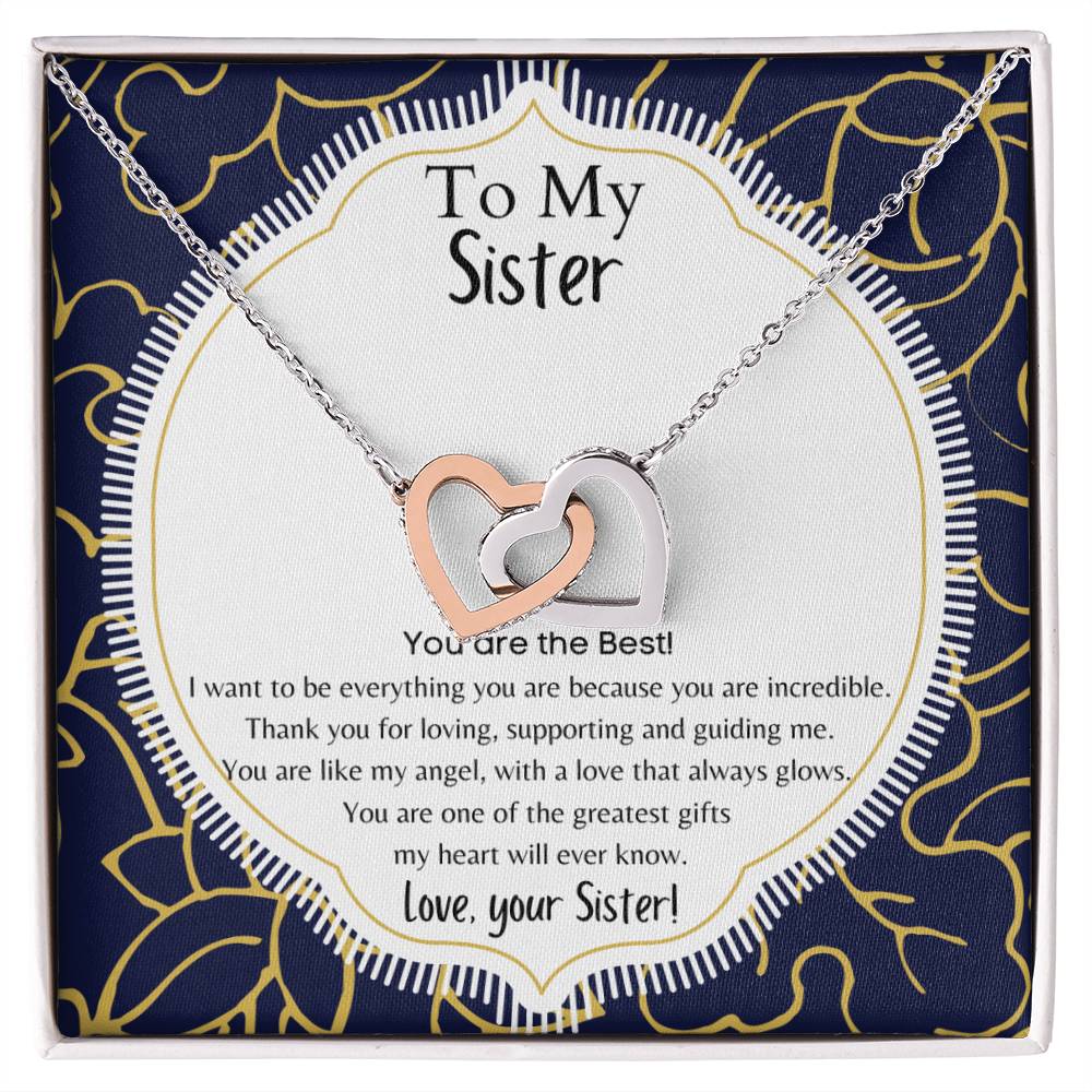 To My Sister Interlocking Hearts Necklace